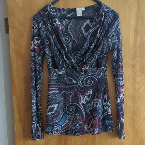 SWEET PEA BY Stacy Frati Paisley Long Sleeve Top Sz Medium